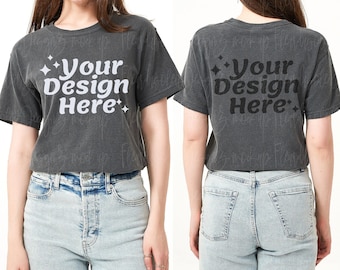 Comfort Colors C1717 pepper T-Shirt mockup Comfort Colors mockup Comfort Colors 1717 front and back mockup model