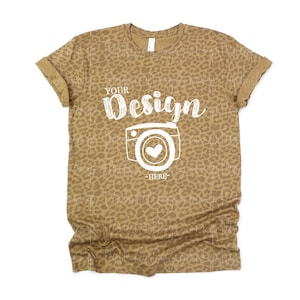 LAT 6901 brown leopard Unisex T-Shirt Mock Up LAT Mock Up tshirt mockup spring tee mockup flat lay