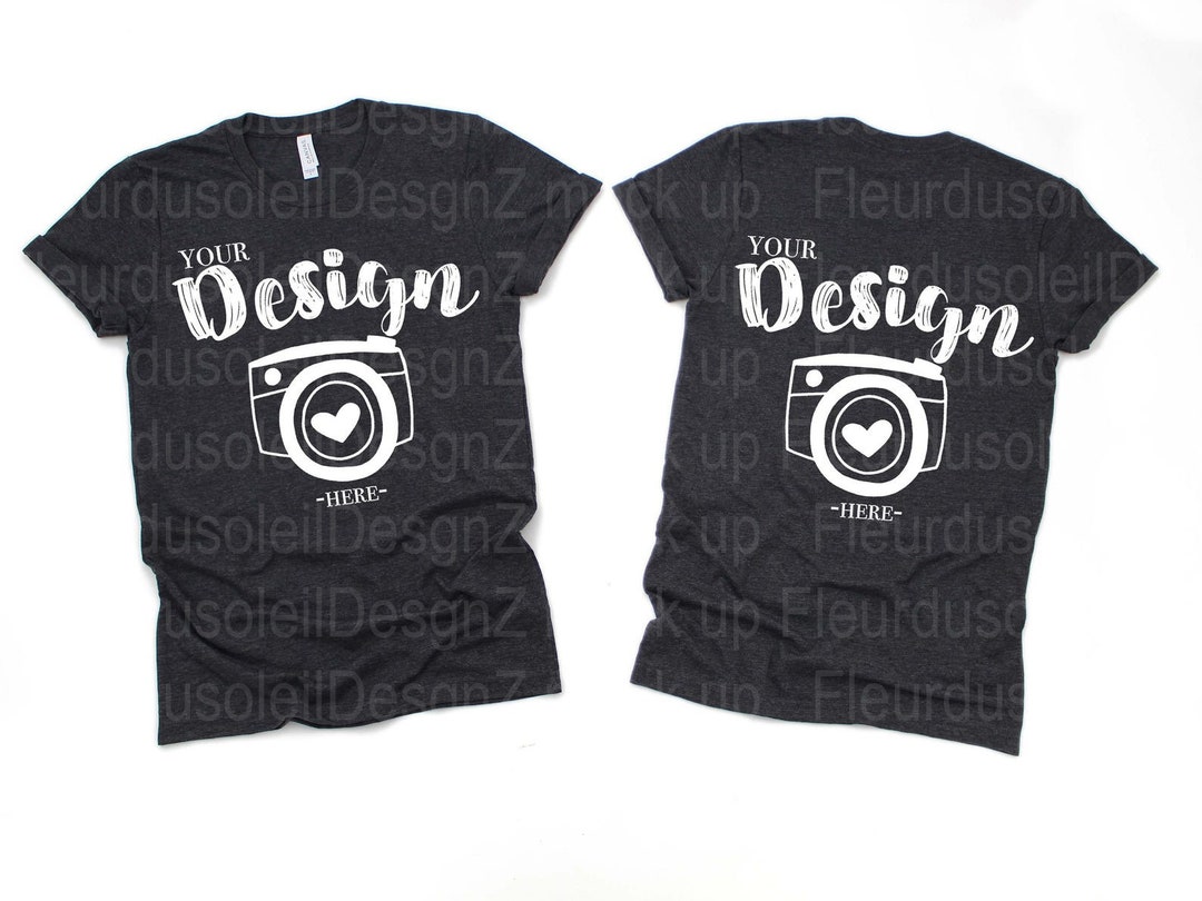 Bella Canvas 3001 Dark Grey Heather Mockup Flat Lay Mockup Bella Canvas ...