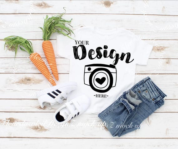 Easter Mockup Kids Bella Canvas 3001T White T-Shirt Jersey Unisex T-Shirt Toddler TShirt Flat Lay Toddler Flat Lay Easter kids mockup tshirt