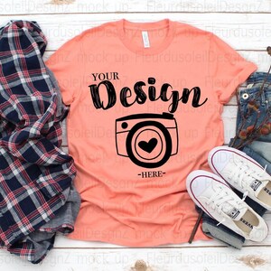 Bella Canvas 3001 Sunset Unisex T-shirt Mock Up Mock Ups Flat Lay, Bella Canvas mock up t-shirt mockups fall bella canvas 3001 white mockup