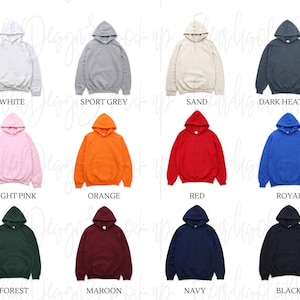 Gildan 18500 Hoodie Mockup Bundle | Flat Lay Sweatshirt Mockups | G185 Hooded Sweater | Simple White Background Mock image 2