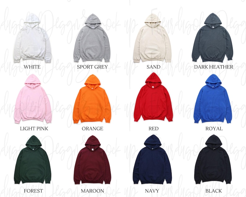 Gildan 18500 Hoodie Mockup Bundle | Flat Lay Sweatshirt Mockups | G185 Hooded Sweater | Simple White Background Mock image 2