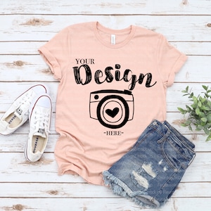 Bella Canvas 3001 Heather Peach bella canvas 3001 mockup t-shirt bella canvas t shirt mockup Summer T shirt Mockups