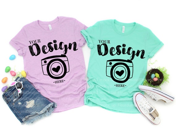 Easter Mockup Heather Prism Lilac Heather Mint Yellow Bella Etsy
