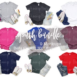 Bella and Canvas 3001Y tshirt Mockup | Youth Shirt Mockup | Blank Shirt Mockup | Summer Mockup | t shirt Mock up | 3001Y White Mockup