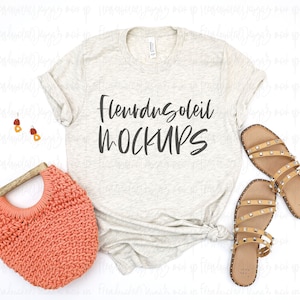 Bella Canvas 3001 Heather Prism Natural TShirt Mockup  | Bella Canvas T Shirt Mockup | 3001 T Shirt Mockup Summer Boho Mockup