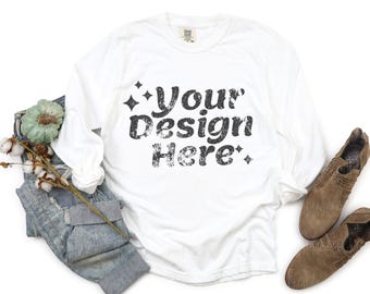 6014 White Mockup 6014 Mockup Comfort Colors 6014 Mockup Comfort Colors Long Sleeve Mockup Mustard Long Sleeve Mockup
