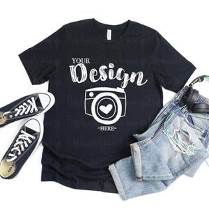 Mens Shirt Mockup | Flat Lay Bella Canvas 3001 Mockup | Bella and Canvas t-shirt Mockup | Fall Mockup | Male Styled Mockup | Man Shirts image 9