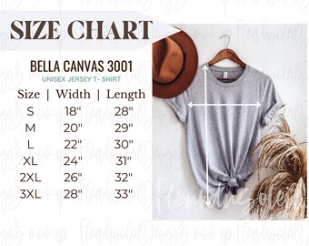 3001 SIZE CHART Bella Canvas 3001 Size Chart Size Chart Bella Canvas Size Chart 3001  Bella Canvas 3001 Size Chart for Shirts