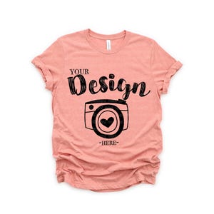 Spring T-shirt Mockup | Bella Canvas Mockup | Bella Canvas 3001 Heather Sunset Mockup | tshirt mockup 3001 | spring tee mockup