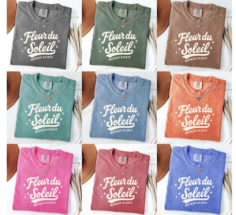 Comfort Colors 1717 Mockup Bundle | C1717 Flatlay Mockup Bundle | Folded Tshirt Mock Up | Real Photo