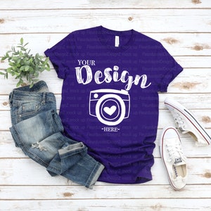 Bella Canvas 3001 Team Purple, Flat Lay Mockup, Mock Up, Flat Lay, Bella Canvas mock up, T-shirt Mockup bella canvas mockup Team Purple