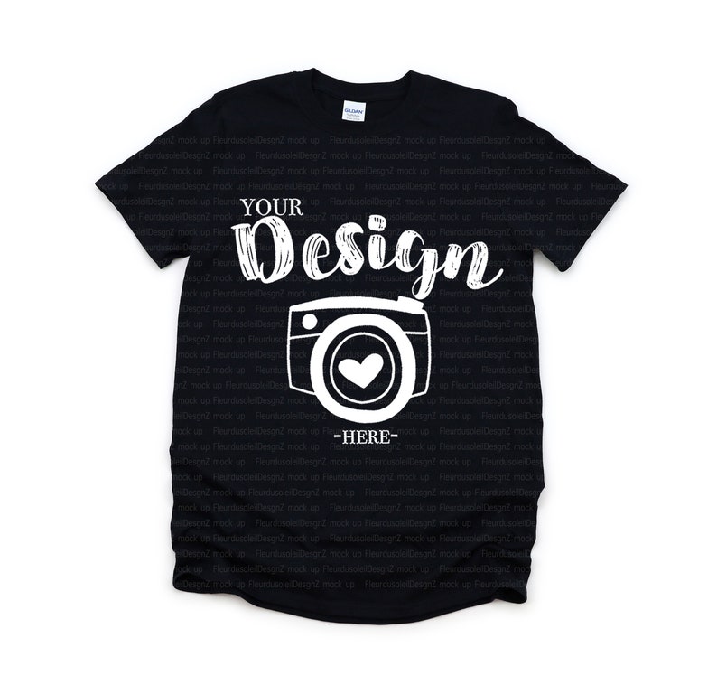 Download Gildan 64000 Black Unisex TShirt mockup Gildan Softstyle ...