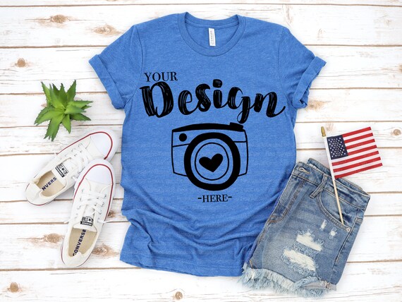 4th Of July Mockup Bella Canvas 3001 Heather True Roya Etsy