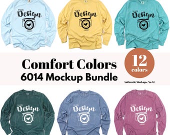 Comfort Colors 6014 Mockup Bundle | Long Sleeve Shirt Mockups | 12x Comfort Colors 6014 Mock Ups | Real Photo Mockup Pack