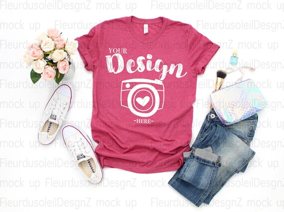 Summer T Shirt Mockups Bella Canvas 3001 Mockup Heather Etsy