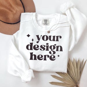 Comfort Colors 1566 white Mockup Comfort Colors Sweatshirt Mockup white Mockup Flat Lay
