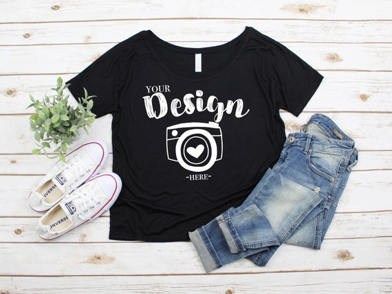 Bella Canvas 8816 Black T Shirt Mock Up Mock Up Flat Lay Etsy
