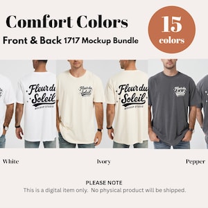 Comfort Colors 1717 Mockup-paket | Herr C1717 T-shirt-mockups fram och bak | Skjorta-mockup för riktig manlig modell | Enkelt och avslappnat estetiskt foto bild 2