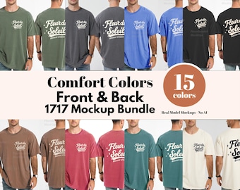 Comfort Colors 1717 Mockup Bundle | Mens C1717 T-Shirt Front & Back Mockups | Real Male Model Shirt Mockup | Simple Casual Aesthetic Photo