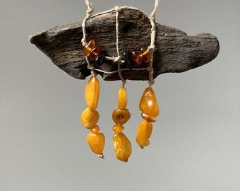 Handmade Driftwood & Baltic Amber Necklace – Rustic Boho Pendant, Natural Eco-Friendly Jewelry, Unique Artisan Gift for Her