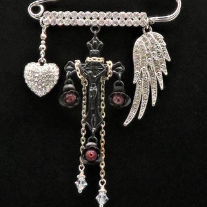 Hear Cross Wing Decorative Pin Brooch