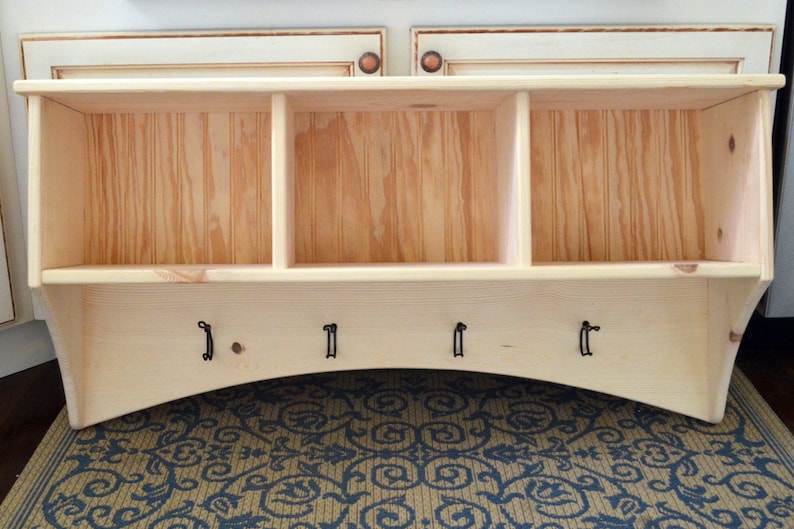 Entryway Cubby Storage Shelf with Coat Hooks Custom Colors Etsy