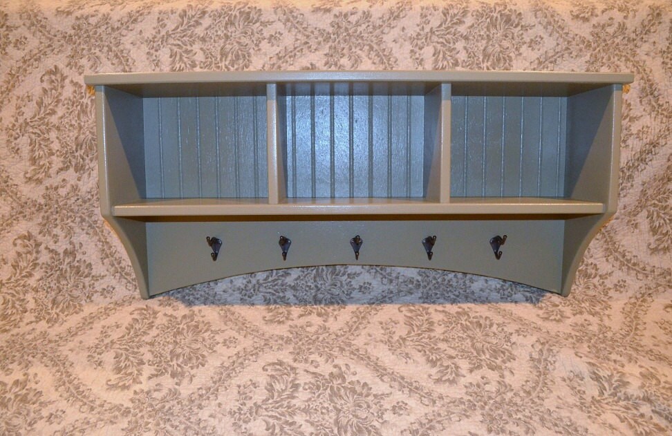 Entryway Cubby Storage Shelf With Coat Hooks Custom Colors Etsy