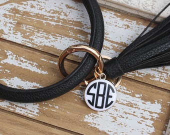 Print Pu leather Big O Key Ring Wrist Strap Personalize O Keychain Loop Bangle