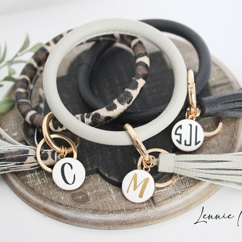 Keyring Bracelet Monogrammed Key Ring Bracelet Bangle Key Etsy