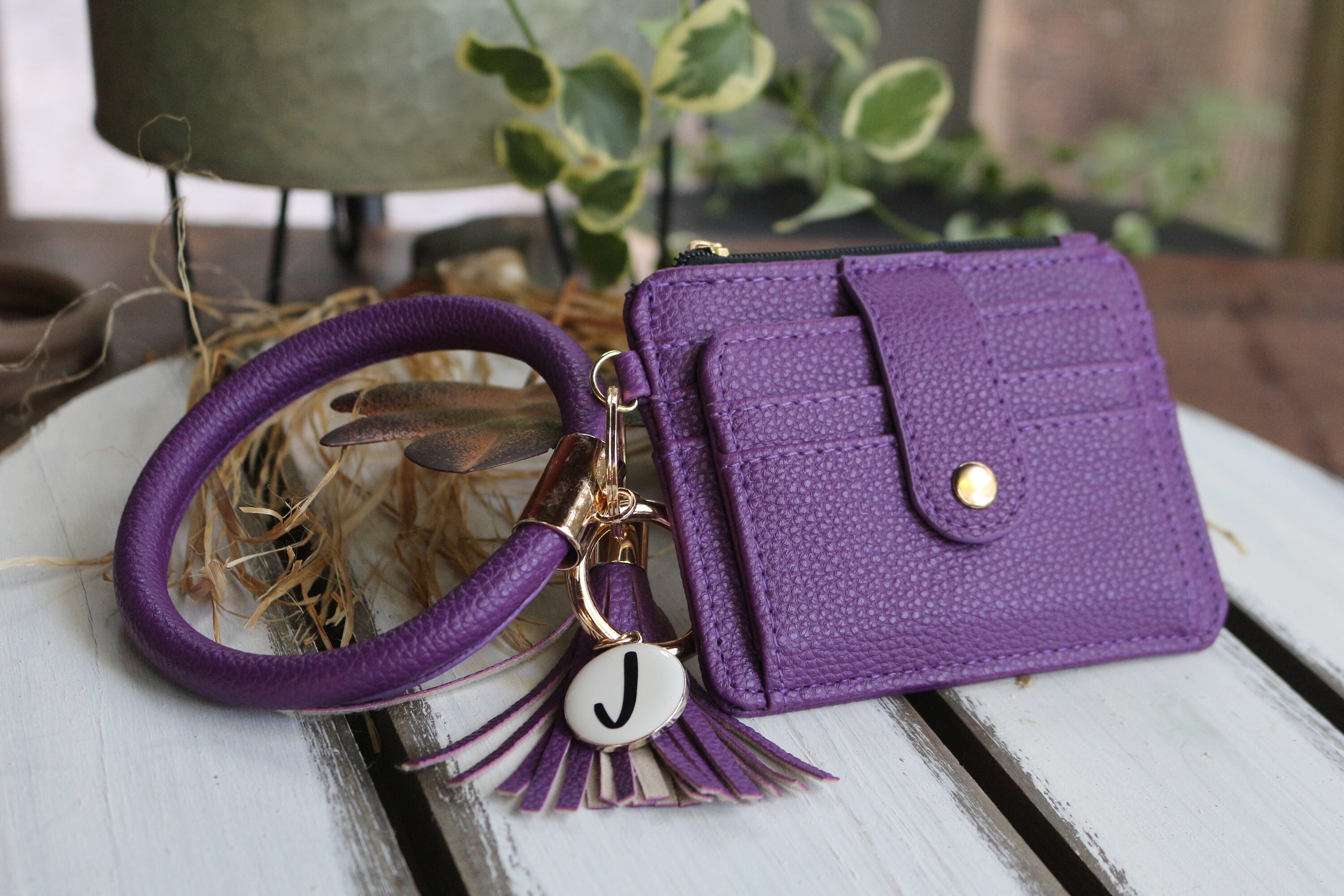 Purple Leather Wristlet/Wallet with Wristlet Strap – Windy Acres