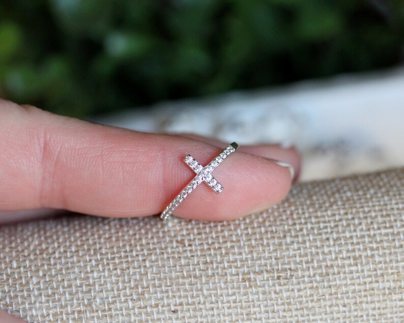 Cross Ring Cross Ring Sterling Silver Cross Ring for Women Etsy