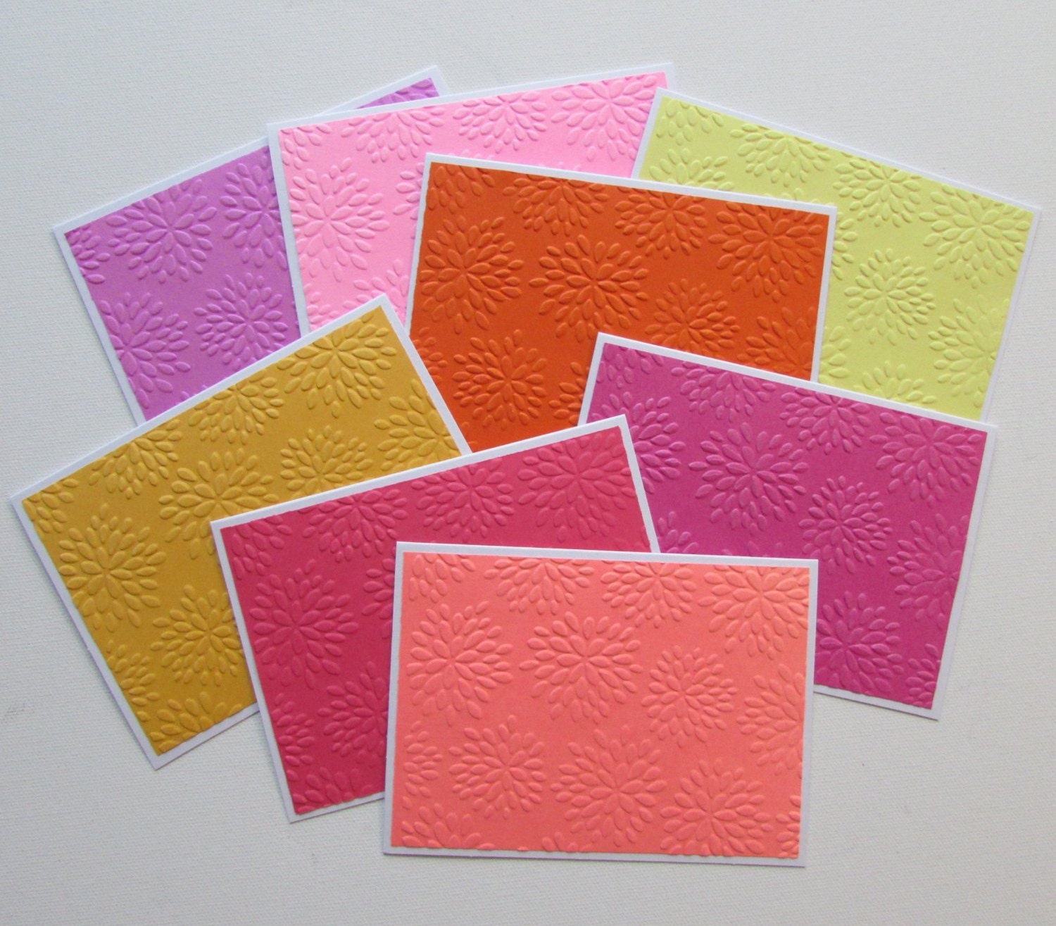 Note Cards 8 Embossed Mums Multi Colored Blank Note Cards Etsy
