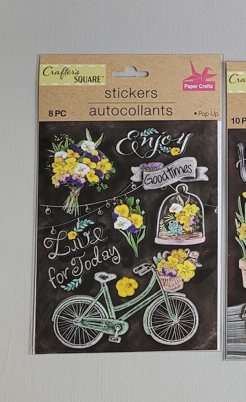 Stickers Variety Stickers YOU CHOOSE Floral stickers bicycle stickers card making supplies paper crafts flowers junk journals scrapbooking image 4