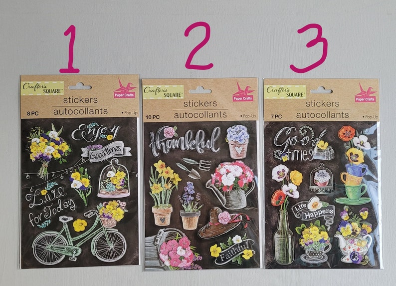 Stickers Variety Stickers YOU CHOOSE Floral stickers bicycle stickers card making supplies paper crafts flowers junk journals scrapbooking image 2