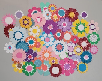 Flowers Die Cuts Assorted Flowers Card Making Embellishments scrapbooking die cuts variety colorful flowers handmade flowers pretty flowers