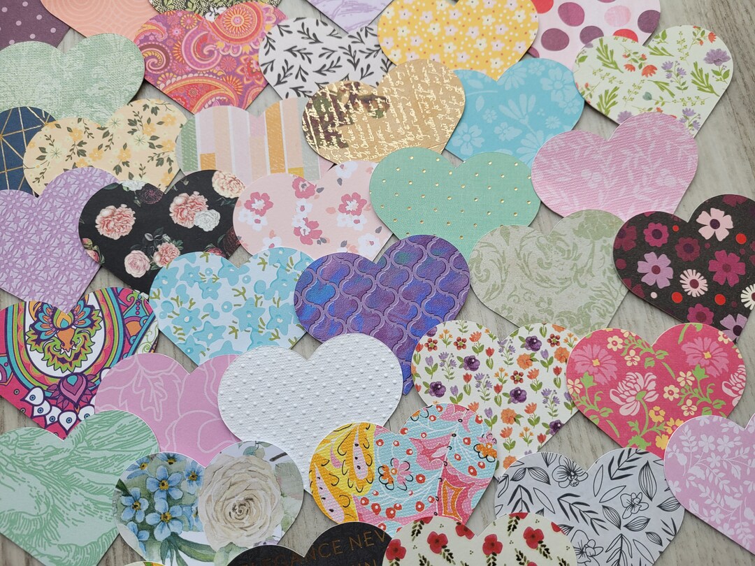 Assorted Paper Hearts: 40 HEARTS Scrapbook & Card Making Die Cuts Paper ...