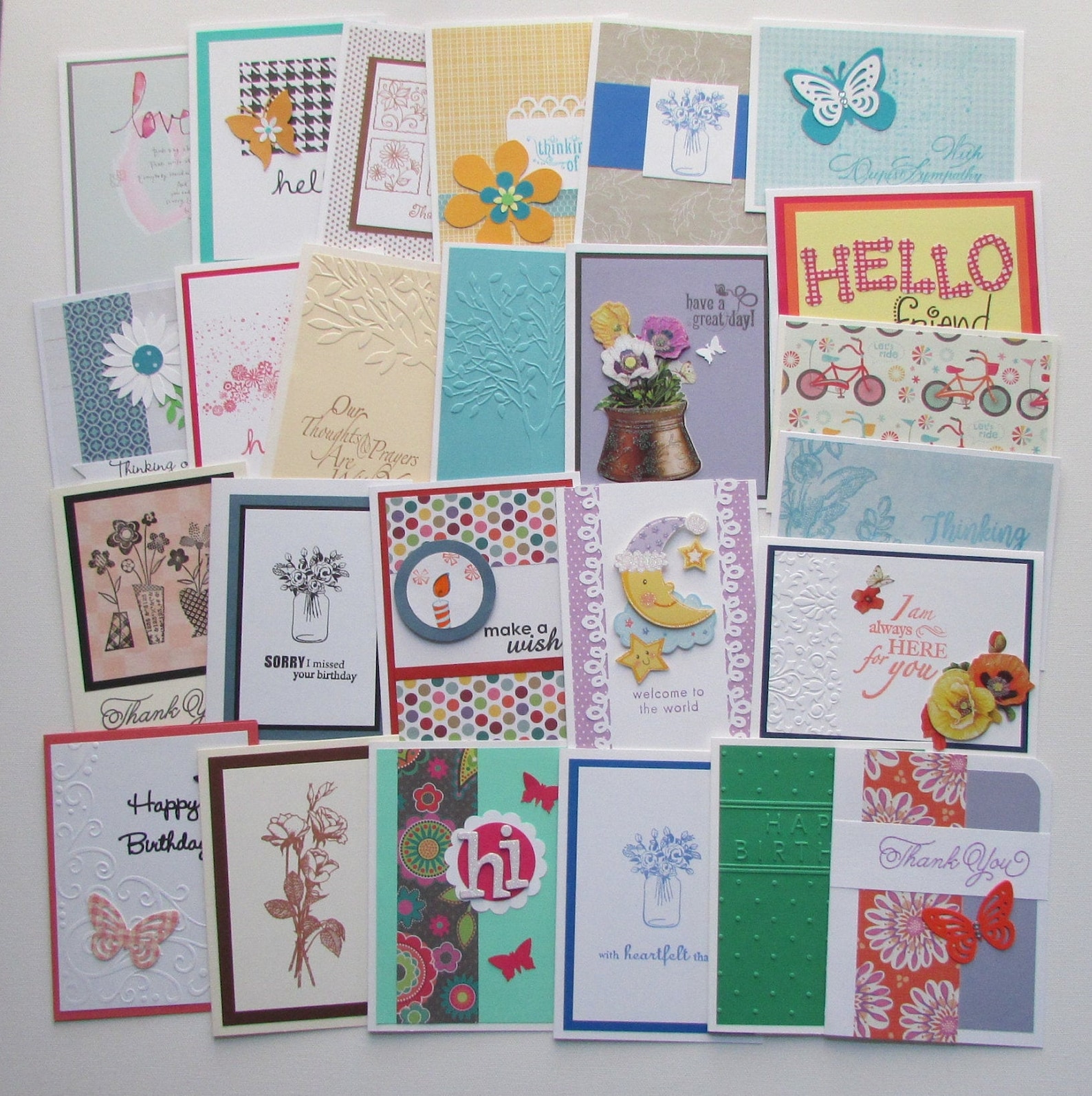Handmade Cards 25 Assorted Greeting Cards Bulk cards Variety Etsy