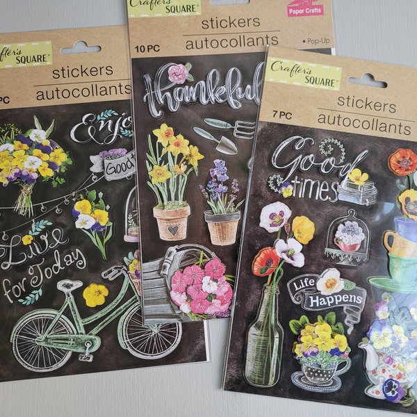 Stickers Variety Stickers YOU CHOOSE Floral stickers bicycle stickers card making supplies paper crafts flowers junk journals scrapbooking