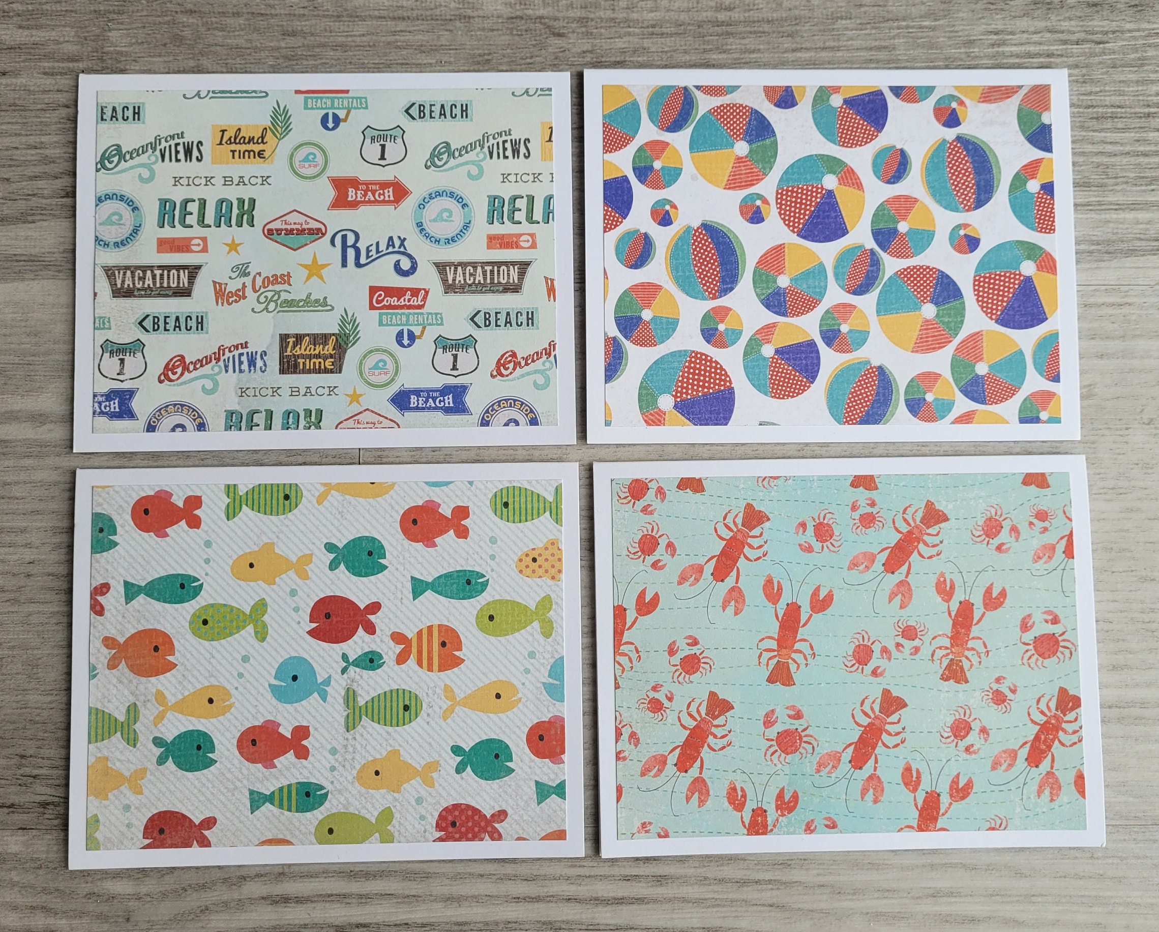 Summer Vacation Note Cards-set of 4 Blank Card Sets Summertime Cards ...