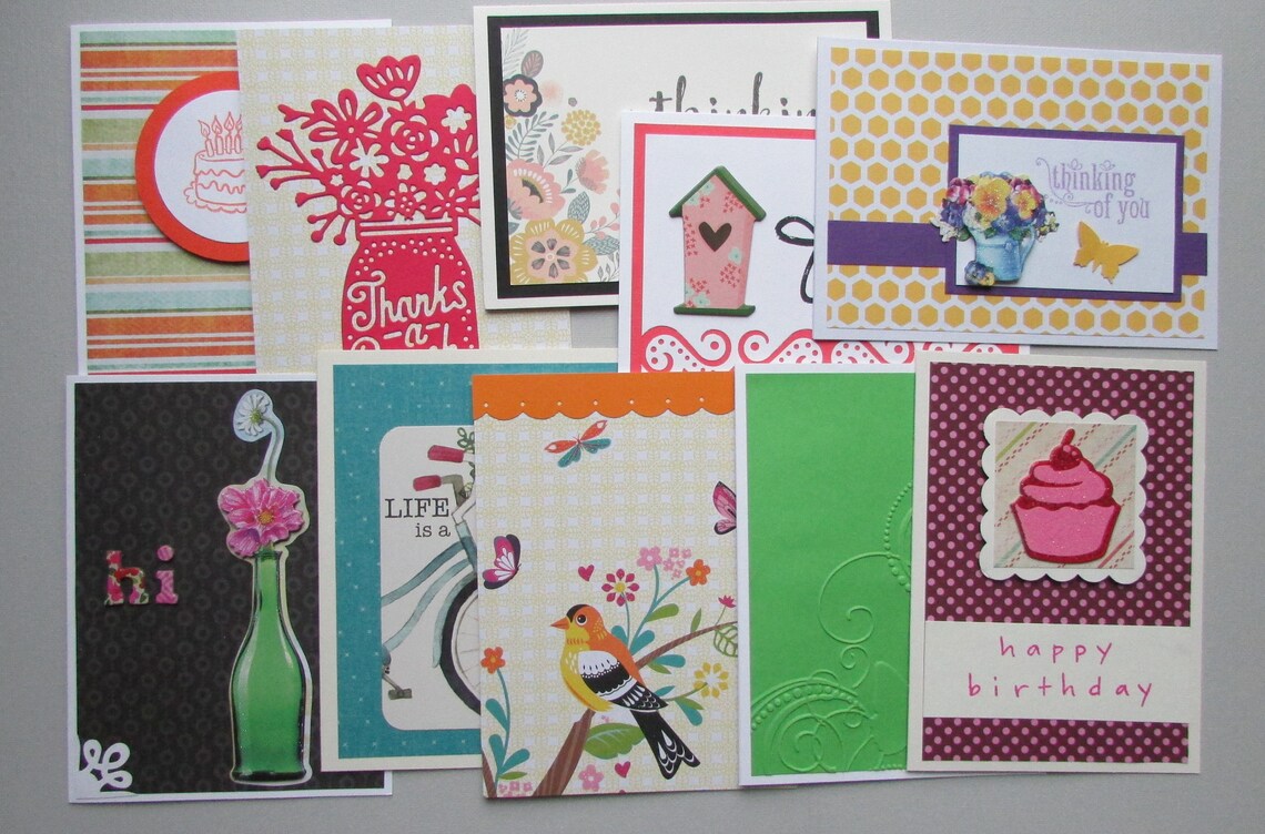 Set of 10 Handmade Cards Assorted Greeting Cards Variety Card Etsy