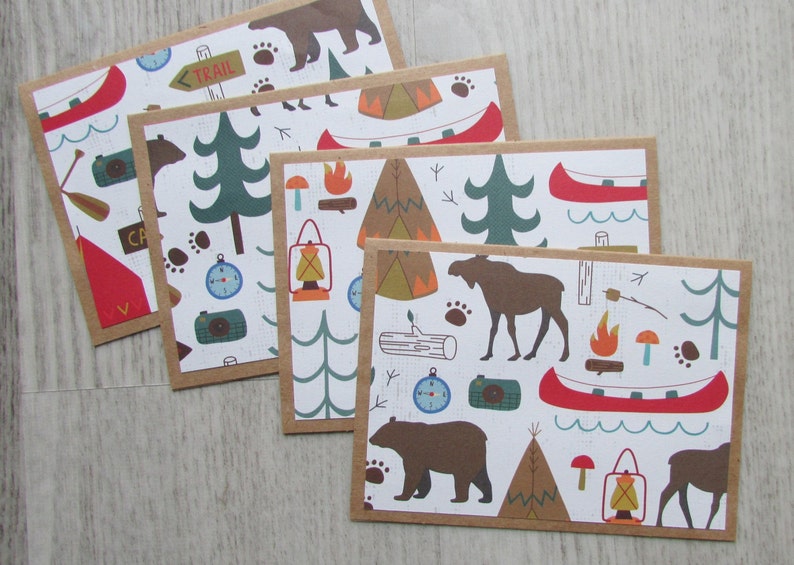 Camping Note Cards Set of 6 Note Cards Kraft Paper Blank Note Cards ...