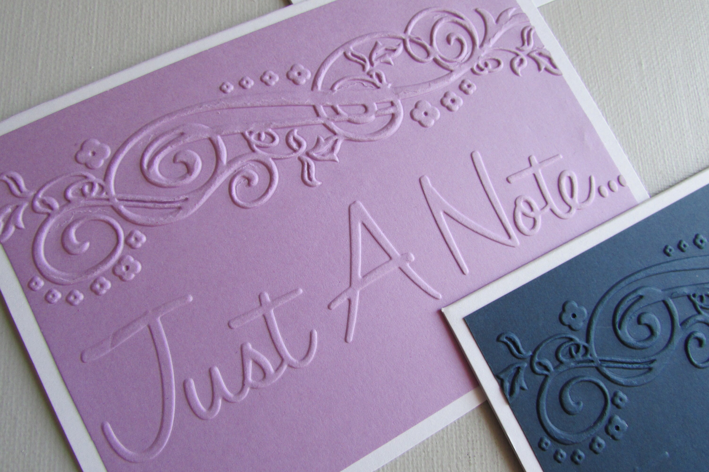 Note cards 10 Embossed Just A Note Cardsmulti colored blank Etsy