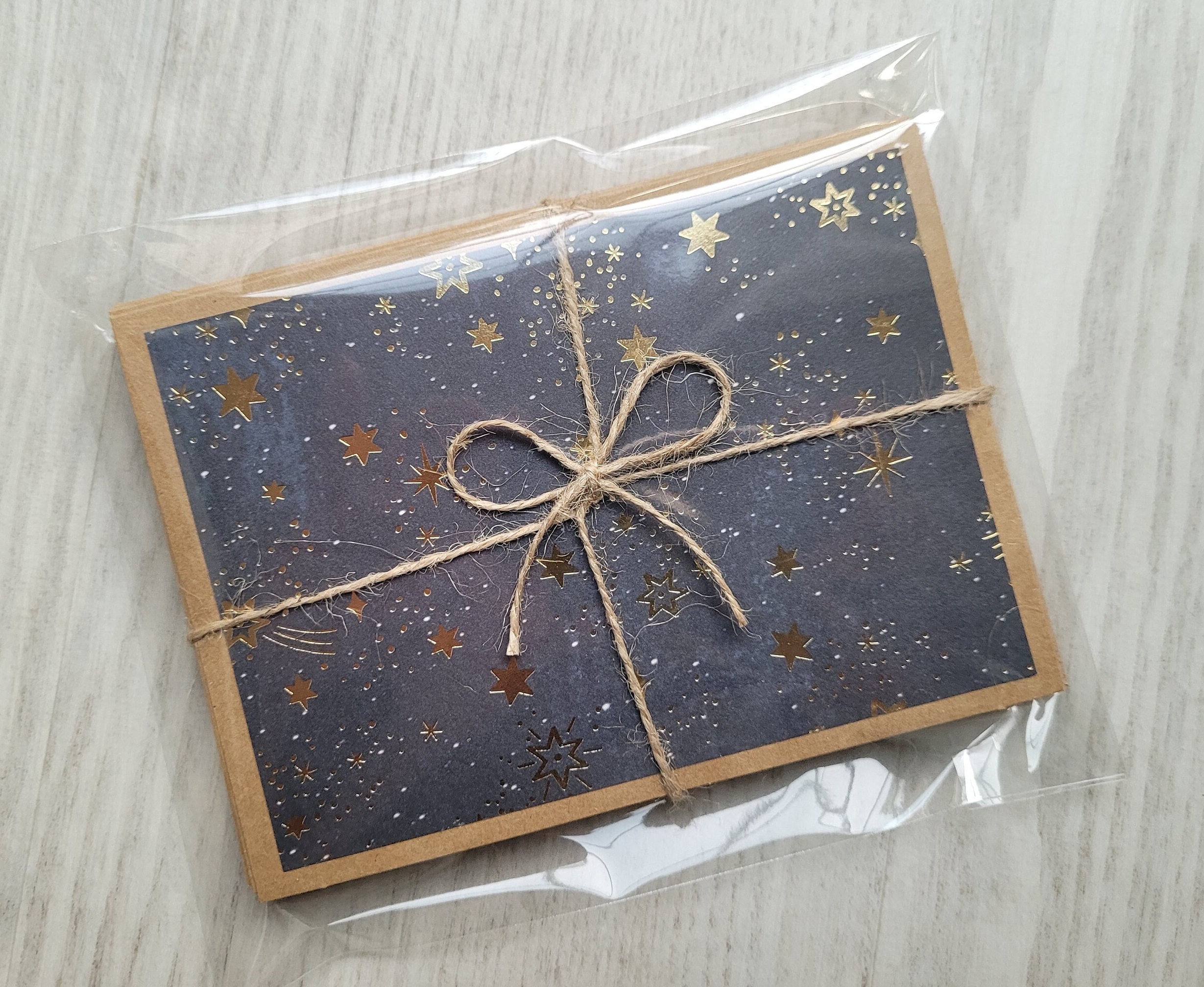 Star Cards 6 Note Cards Gold Foil Cards Blank Cards Gold Star Note