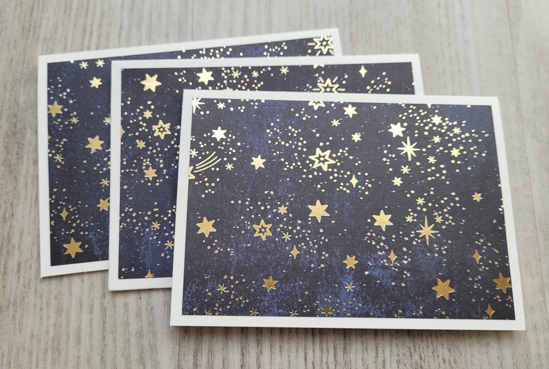 Star Cards 6 Note Cards Gold Foil Cards Blank Cards Gold Star Note