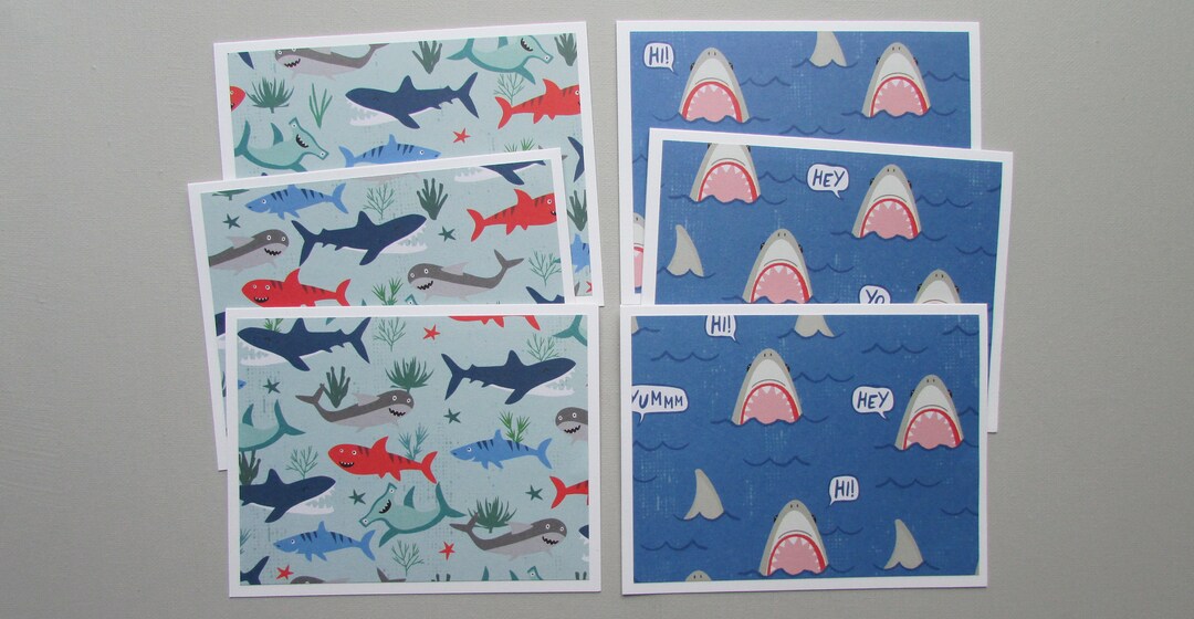 Shark Cards 6 CHOOSE Setshark Week Cards Ocean Note Cards Blank Card