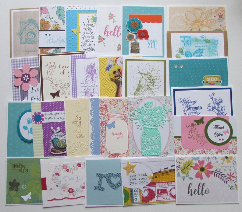 Handmade Cards 25 Assorted Bulk cards Greeting Cards Variety Etsy