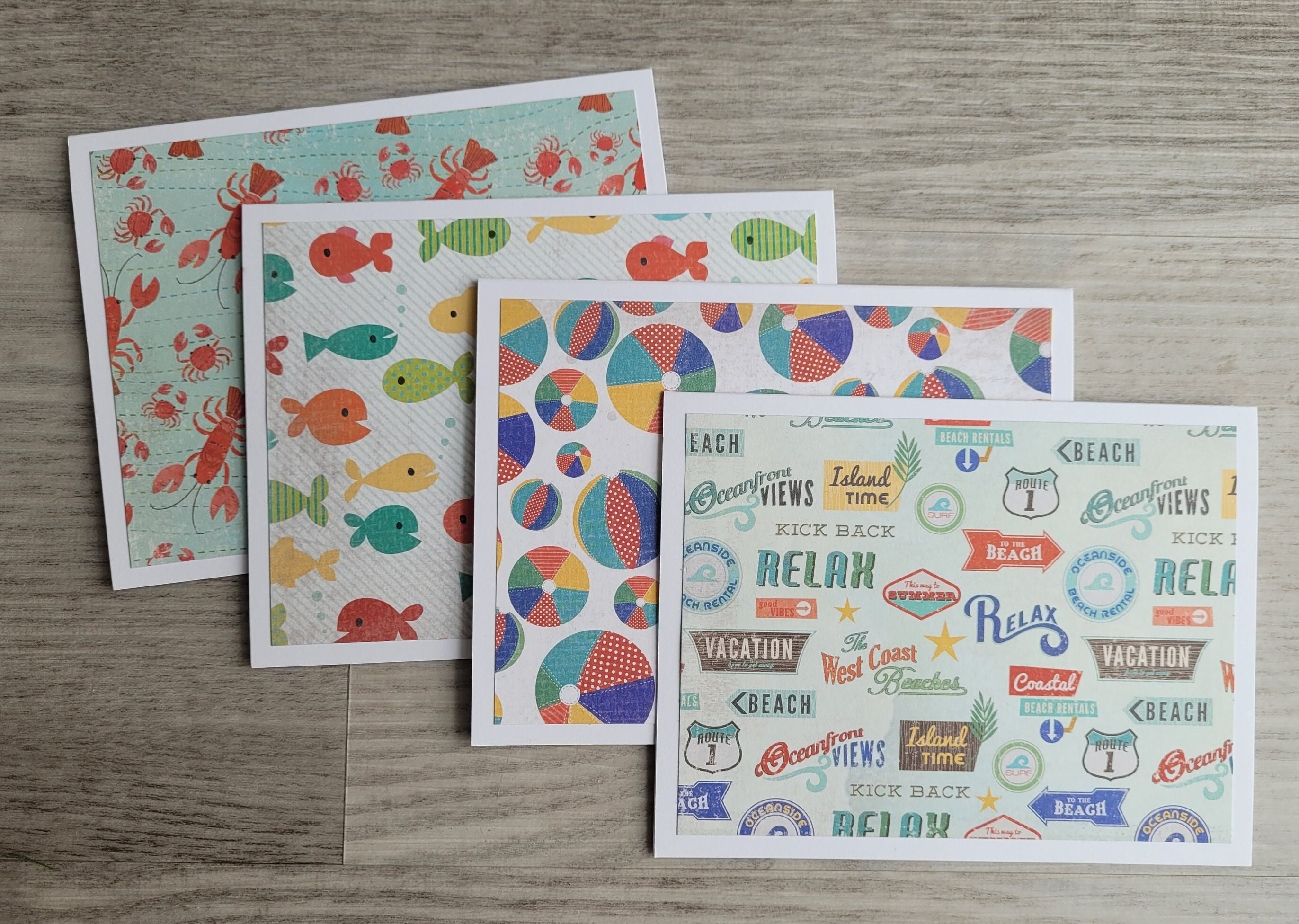 Summer Vacation Note Cards-set of 4 Blank Card Sets Summertime Cards ...