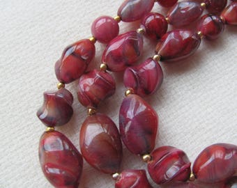 Vintage Multi-strand Necklace, Reddish